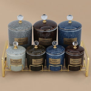Al Saif Gallery porcelain spice box set, stand, 7 pieces - colored product image