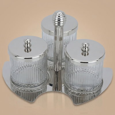 طقم علب زجاج السيف غاليري، 4 قطع، غطاء، ستاند - فضي product image 4