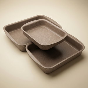 طقم صواني فرن جرانيت السيف بلس، مستطيلة، 3 قطع - بني product image