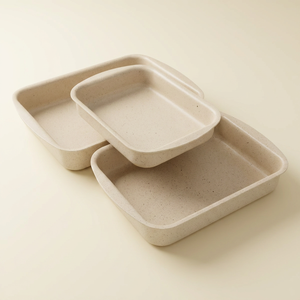 طقم صواني فرن جرانيت هاشفير، 3 قطع، تركي، مستطيل - بيج product image