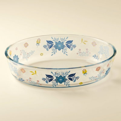 صينية فرن زجاج السيف غاليري، 1.6 لتر، نقش زهور، 26x18x6 سم - شفاف product image 1