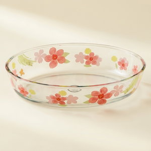 صينية فرن زجاج السيف غاليري، 2.4 لتر، نقش زهور، 30x21x6 سم - شفاف product image
