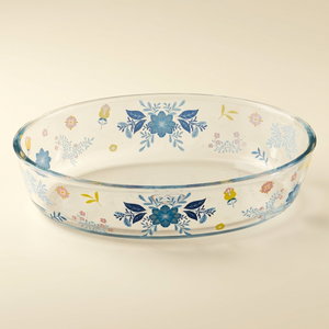 صينية فرن زجاج السيف غاليري، 2.4 لتر، نقش زهور، 30x21x6 سم - شفاف product image