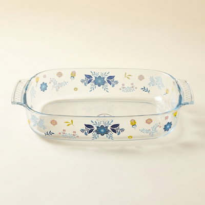 صينية فرن زجاج السيف غاليري، 2.7 لتر، نقش زهور، 34x22x6 سم - شفاف product image 1