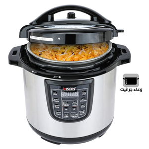 Edison Electric Pressure Pot, Granite Inner Pot, 1600 watt, 12L, 10 Cooking Functions, GT1201-W - Black Silver product image