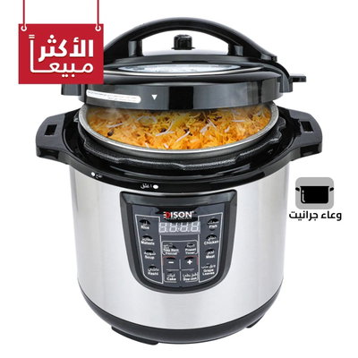 قدر ضغط جرانيت إديسون، وعاء داخلي جرانيت، 1000 واط، 6 لتر- اسود product image 1