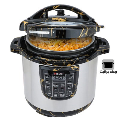 قدر ضغط كهربائي إديسون، وعاء داخلي جرانيت، 1400 واط، 10 لتر- فضي اسود product image 1