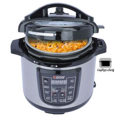 قدر ضغط كهربائي إديسون، وعاء داخلي جرانيت، 800 واط، 4 لتر- اسود product image 1