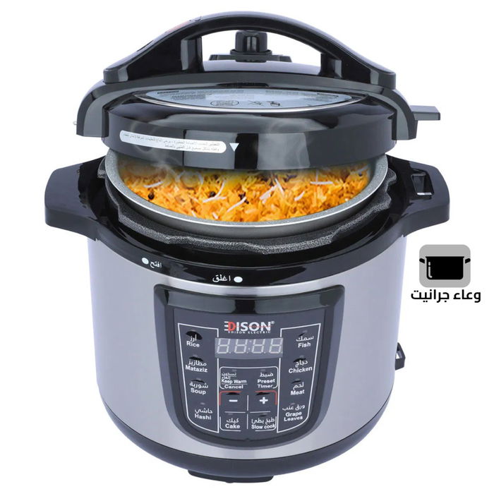 قدر ضغط كهربائي إديسون، وعاء داخلي جرانيت، 800 واط، 4 لتر- اسود product image 1