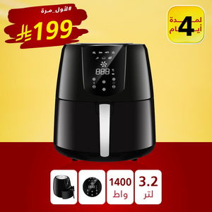 قلاية هوائية إديسون، 3.2 لتر، 1400 واط، GLA-906/BK - أسود product image