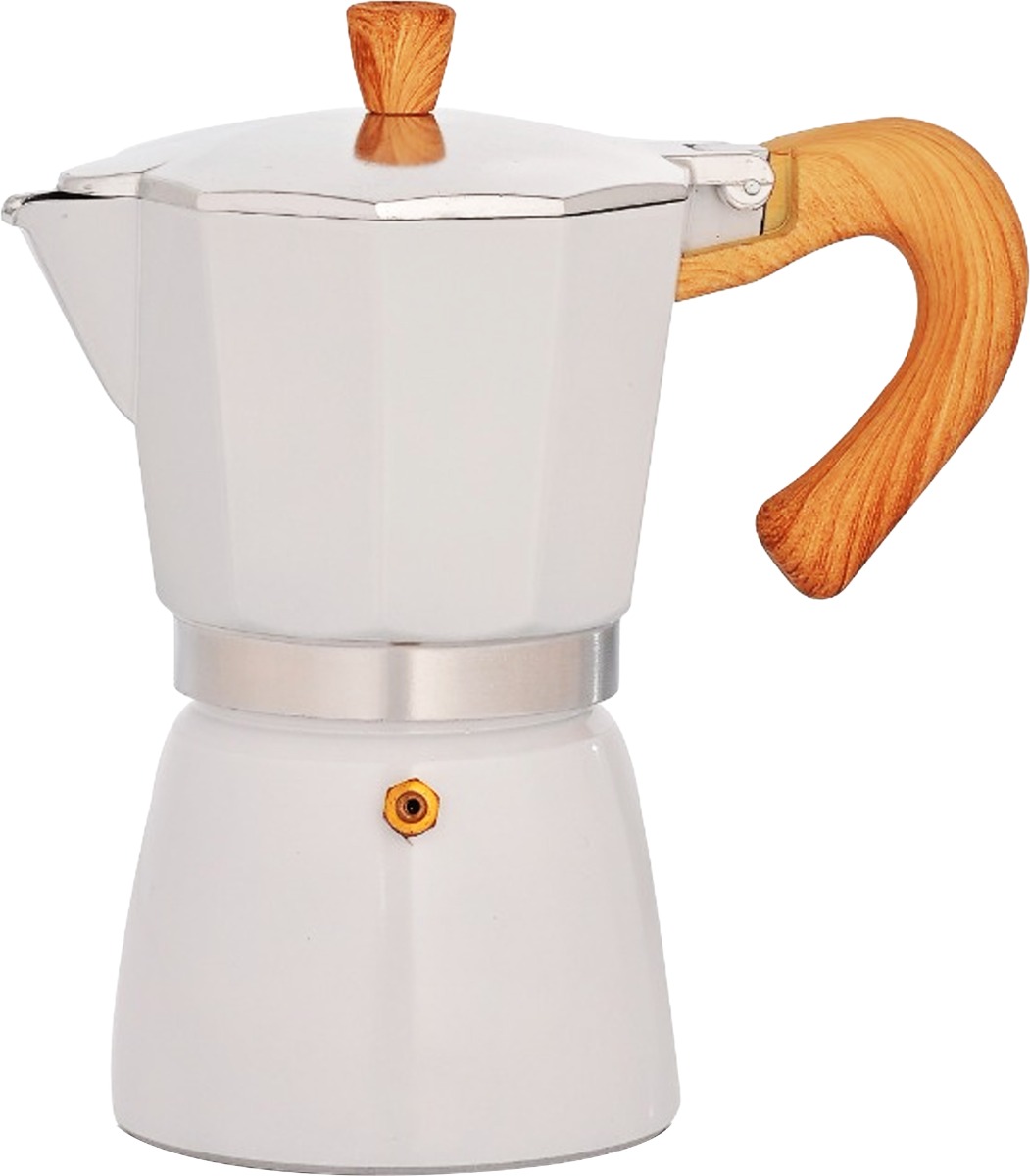 Saif Gallery Aluminum Espresso Coffee Maker With Wooden Handle, 6 Cups, 600 Ml - Beige product image