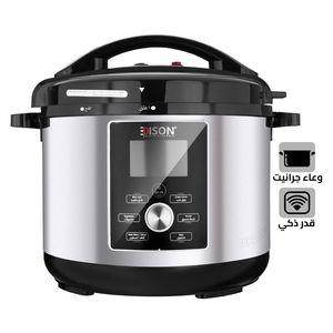 Edison Smart Electric Pressure Pot, Granite Inner Pot, 1200  watts, 8 Liters, 11 Cooking Functions, GT802-M16 - Silver Black product image