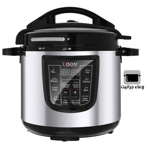 Edison Pro Electric Pressure Pot, Granite Inner Pot, 1600 watt, 12L, 10 Cooking Functions - Silver Black product image