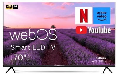 Electro General TH-70WBS20 LED Frameless Smart TV, 70 Inch, 4K UHD, Web OS, remote magic, wall mount - Black product image 1