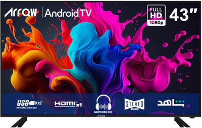 تلفزيون بدون اطار LED سمارت أركيو، 43 بوصة، 2K Full HD، HDMI 2 منفذ، 2 منفذ USB، RO-43LPS - أسود product image 1