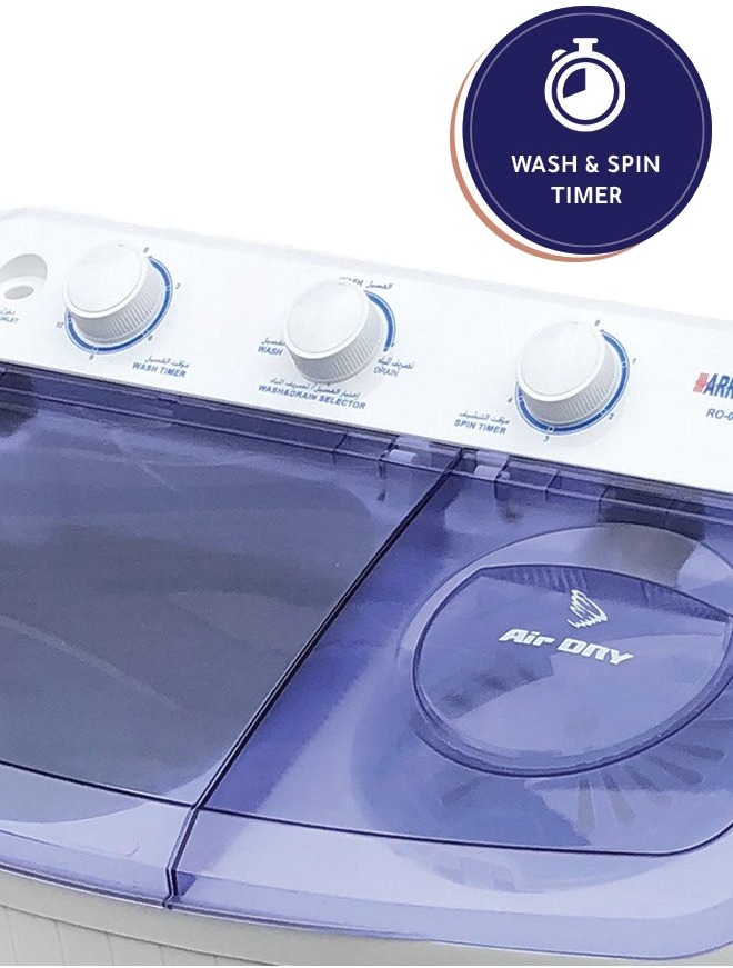 Arrow Semi-Automatic Twin Tub Washing Machine, 480 Watts, 12 kg, 1350 RPM, RO-12TTB - White product image 2