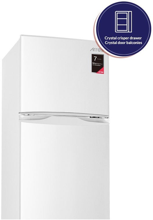 Arrow RO2-490L de Frost Refrigerator, 304 Liters, 11 Cubic Feet, Inverter, 2 Doors, Freezer on Top - White product image 2