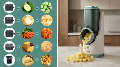 قطاعة خضروات إديسون، 80 واط، 7 شفرات تقطيع، شفرة خاصة للمربعات، MDQ3 - ابيض اخضر فاتح product image 3