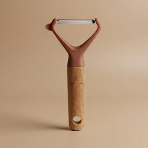 Al Saif Gallery Plastic Steel Vegetable Peeler, 15 x 7 cm, Wooden Handle - Brick product image