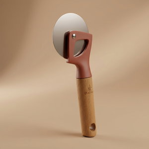 Al Saif Gallery Plastic Steel Pizza Cutter, 28.5 x 6.5 cm, Wooden Handle - Tubbi product image