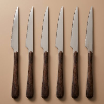 طقم سكاكين ستانلس استيل السيف غاليري، 6 قطع - فضي خشبي product image 5