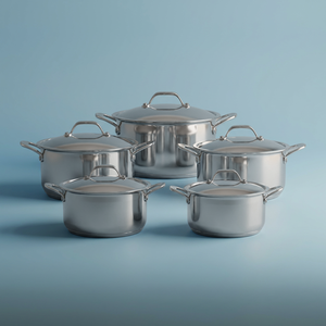 طقم قدور استيل روكي، 10 قطع - فضي product image