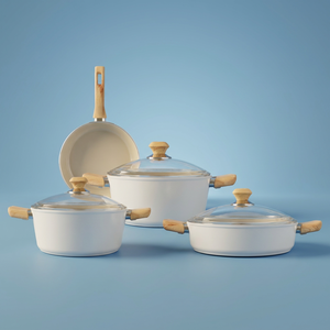 طقم قدور جرانيت بغطاء زجاج فالز، 7 قطع - بيج فاتح product image