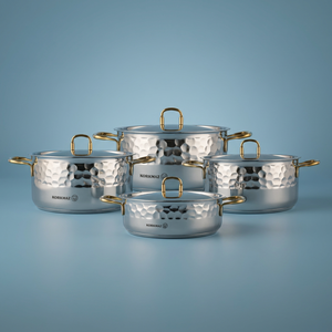 طقم قدور ستانلس ستيل ايرنا 2كوركماز، 8 قطعة - فضي ذهبي product image