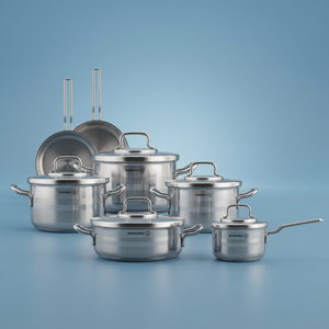 طقم قدور ستانلس ستيل استرون كوركماز، 12 قطعة - فضي product image