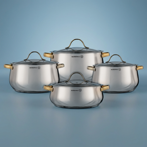 طقم قدور ستانلس ستيل سمارا كوركماز، 8 قطع - فضي ذهبي product image