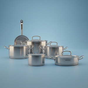 طقم قدور ستانلس ستيل برولاين كوركماز، 11 قطعة - فضي product image