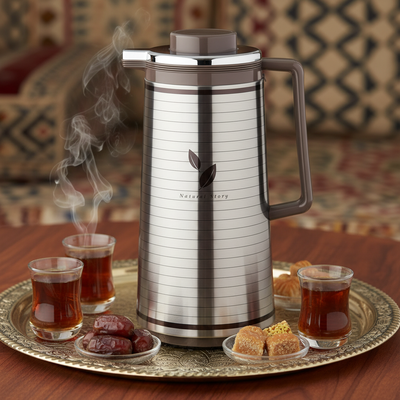 ترمس ابو فيل زوجرشي، 1.85 لتر، حافظة داخلية زجاج حراري - كابتشينو فضي product image 2
