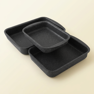 طقم صواني فرن جرانيت هاشفير، 3 قطع، تركي، مستطيل - رمادي غامق product image
