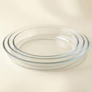 Al Saif Gallery Pyrex glass trays set, 2.4/3.2/4.0 cm, oval, 3 pieces - transparent product image
