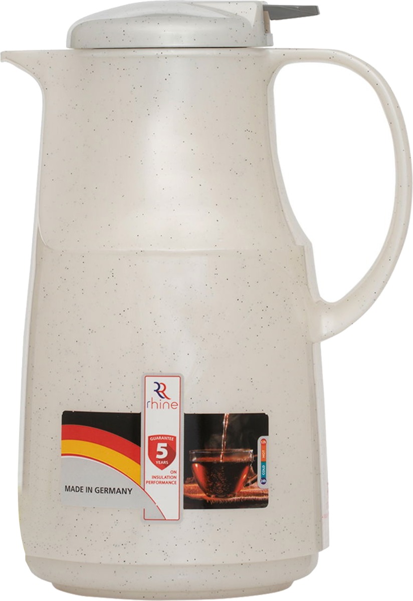 Rhinestone thermos, 1 liter, thermal glass inner container, plastic outer shell - white product image