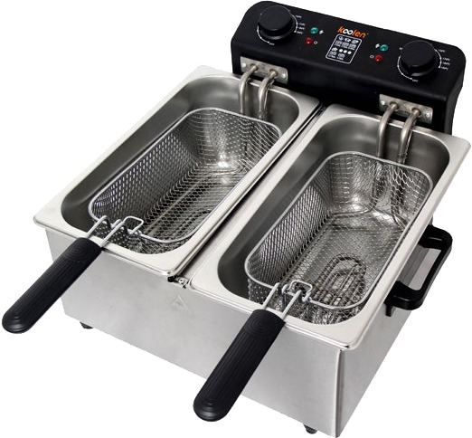 مقلاة زيت بحوضين كولن، 6 لتر، 2800 واط، 816102013 - فضي أسود product image