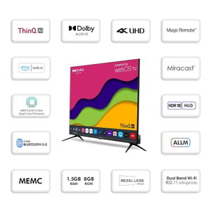 تلفزيون سمارت بدون اطار جي في سي برو، 50 بوصة، شاشة QLED، 4K UHD، نظام ويب او اس، ريموت ماجيك، 50GWQ6101 - اسود product image 2