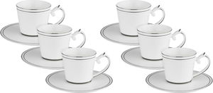 طقم فناجين قهوة تركي بورسلان السيف غاليري، 120 مل، 12 قطعة - أبيض فضي product image