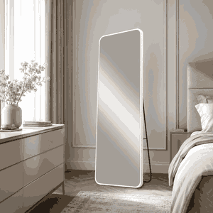 مراية ستاند زجاج، 170×50 سم، ستاند معدن - فضي product image