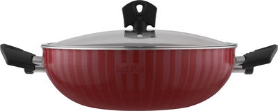 مقلاة تيفلون بغطاء زجاج السيف بلص، 30 سم، يد اسود - احمر product image 2