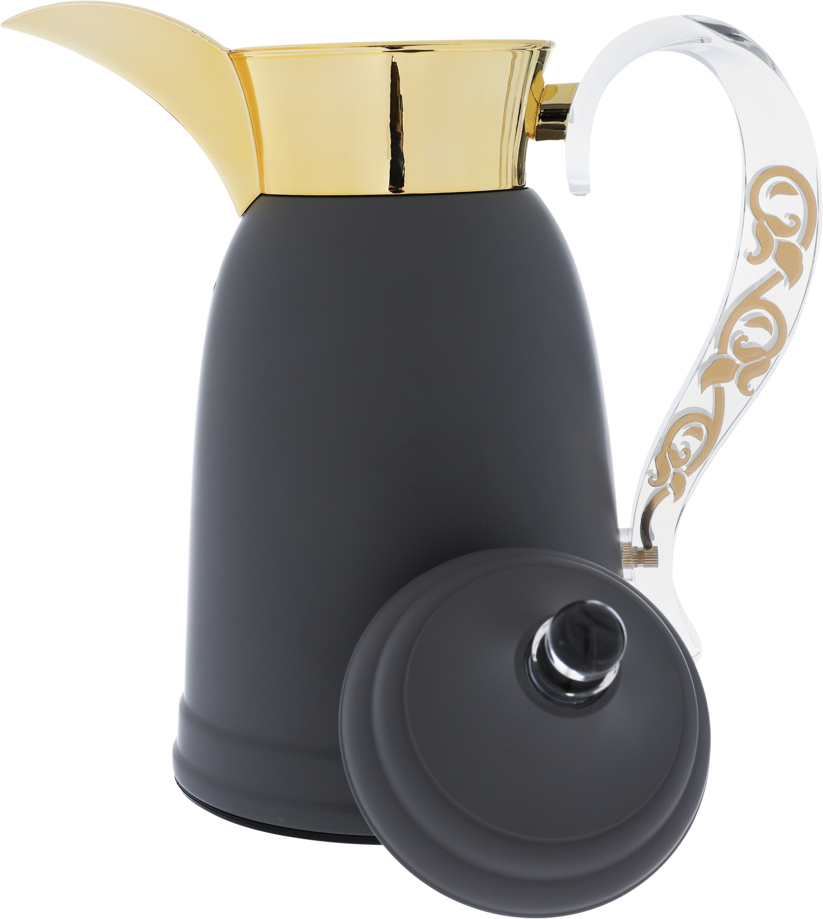 Al Saif Gallery Qamar thermos set, 1 liter, thermal glass inner container, steel outer shell - dark gray product image 5