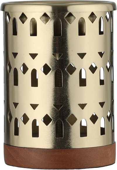 مبخرة ستانلس استيل السيف غاليري، 7x7x10 سم، قاعدة خشب - ذهبي product image 2