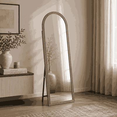 مراية ستاند زجاج، 170×60 سم، ستاند معدن، اطار خشب MDF - رمادى product image 3