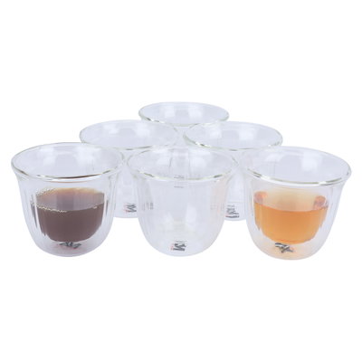طقم فناجين قهوة عربي زجاج حراري السيف غاليري، 80 مل، 6 قطع - شفاف product image 1