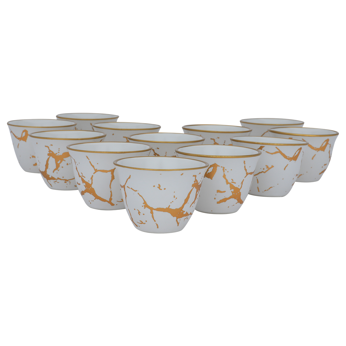 Al Saif Gallery Porcelain Cups Set, 12 Pieces, 100 Ml - White Golden product image 2