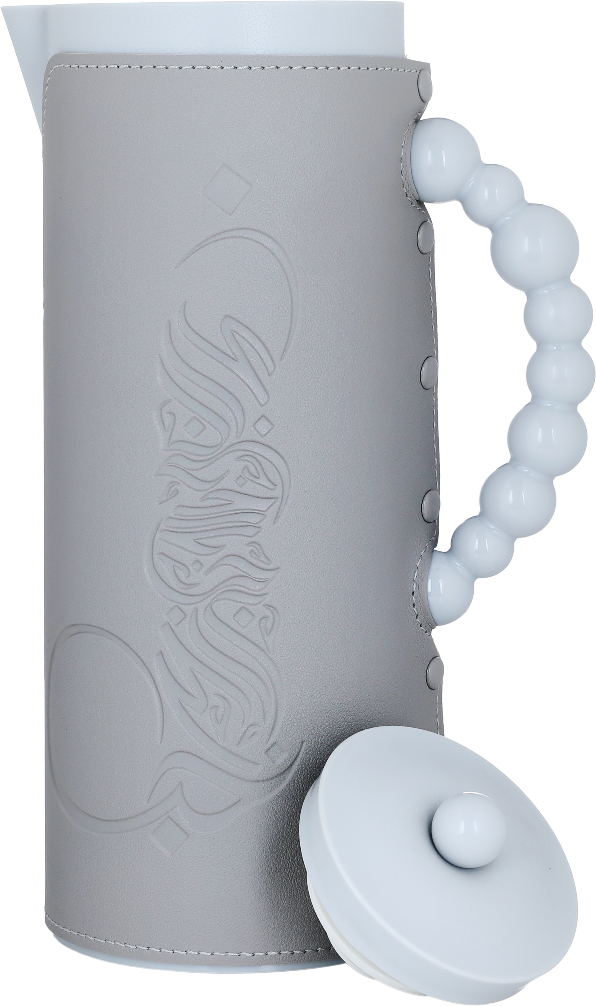 Al Saif Gallery Royal 7 glass thermos, 1 liter, plastic outer shell with leather cover - gray product image 3