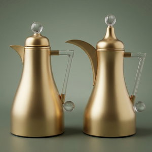 Al Saif Gallery Lina Thermos Set, 1/1 Liter, Clear Handle, Heat-Resistant Glass Inner Container, Stainless Steel Outer Body, Pressure - Gold product image
