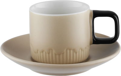 طقم فناجين قهوة تركي مع صحون بورسلان السيف غاليري، 12 قطعة، 60 مل - بيج اسود product image 2