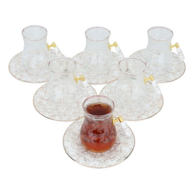 طقم فناجين قهوة وبيالات شاي ليلى بورسلان السيف غاليري، 26 قطعة - أبيض ذهبي product image 3