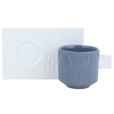 طقم اكواب قهوة تركي سراميك السيف غاليري، 12 قطعة، صحن مستطيل - رمادي غامق product image 1